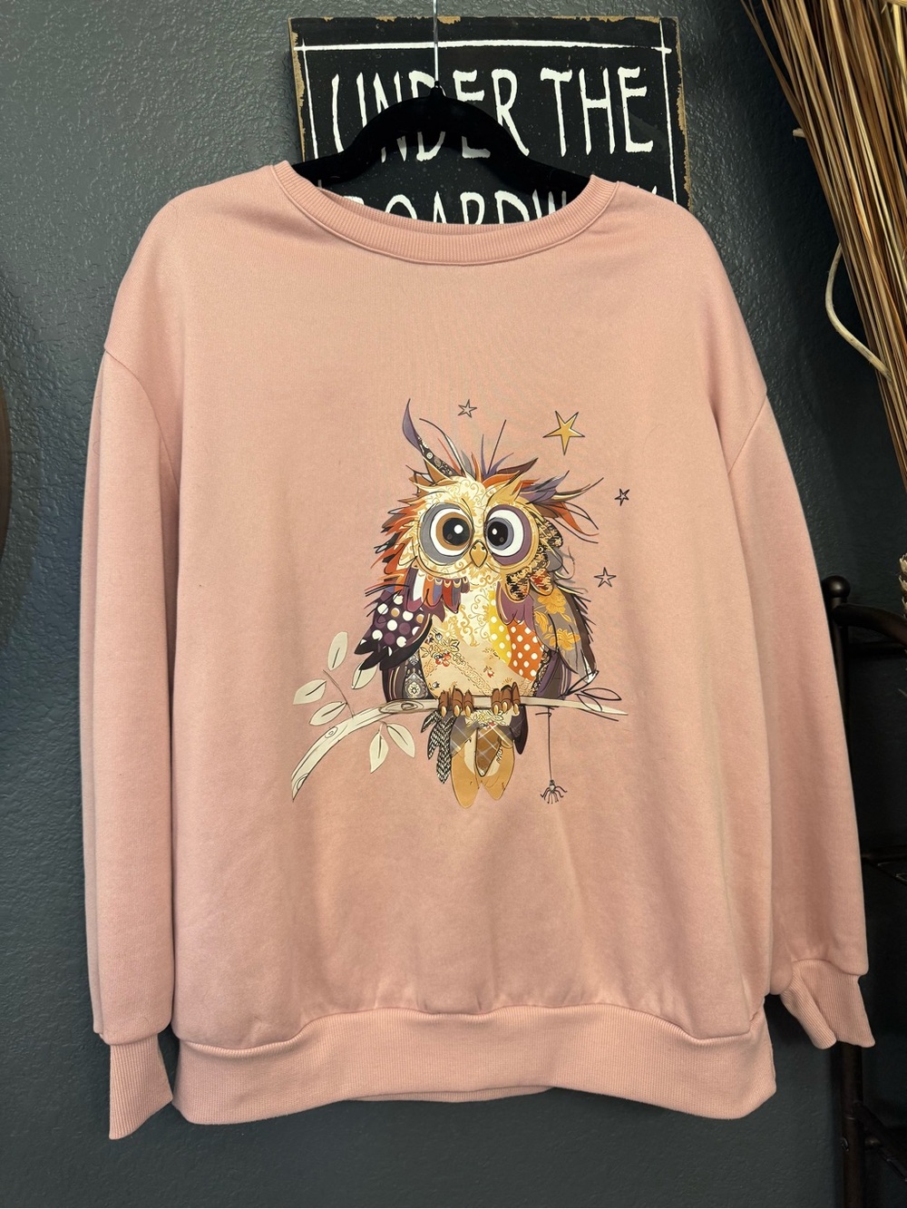 SHEIN Pink Fleece-Lined Crewneck Sweatshirt 0XL